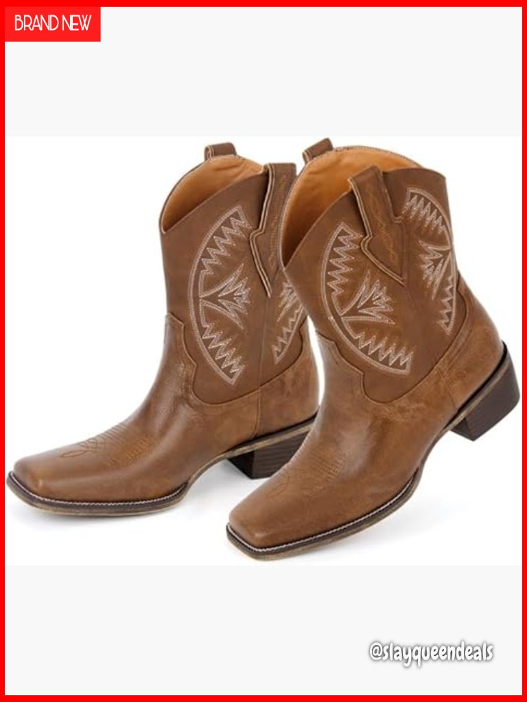 Square Toe Western Cowgirl Boots With 2 Inch Heel